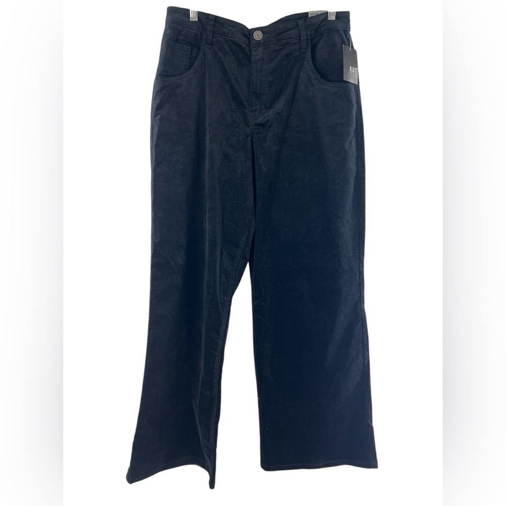 NWT Kut for the Kloth High Rise Velvet Black Wide Leg Jean 12